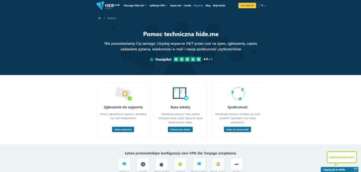 Pomoc techniczna hide.me VPN