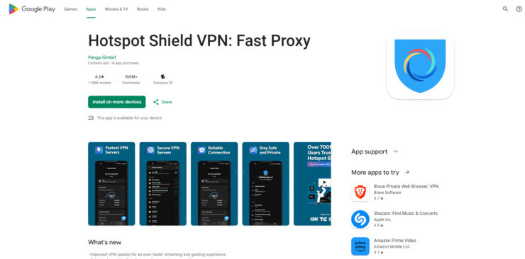 Hotspot Shield w Google Play