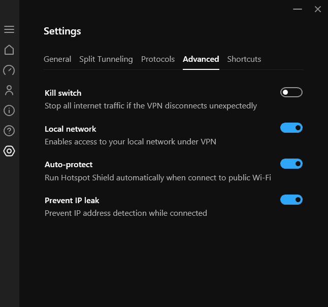 Ustawienia Hotspot Shield VPN