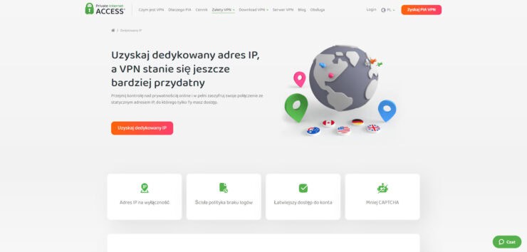 Dedykowany adres IP od Private Internet Access