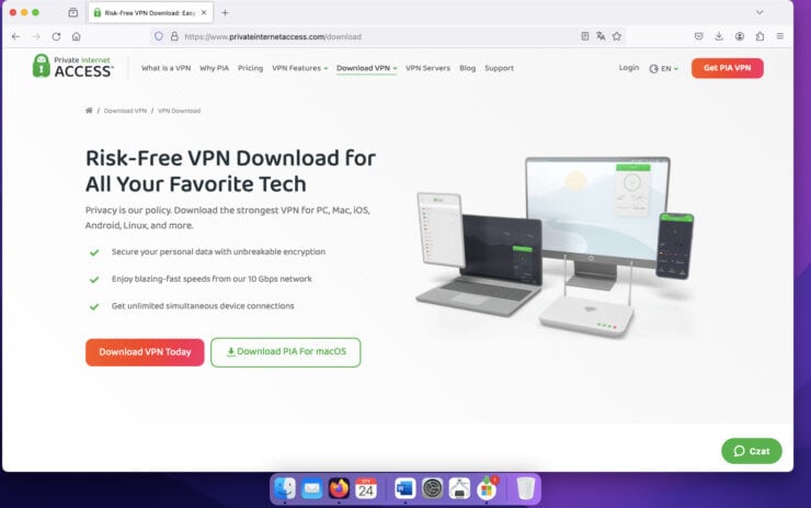 Private Internet Access na macOS