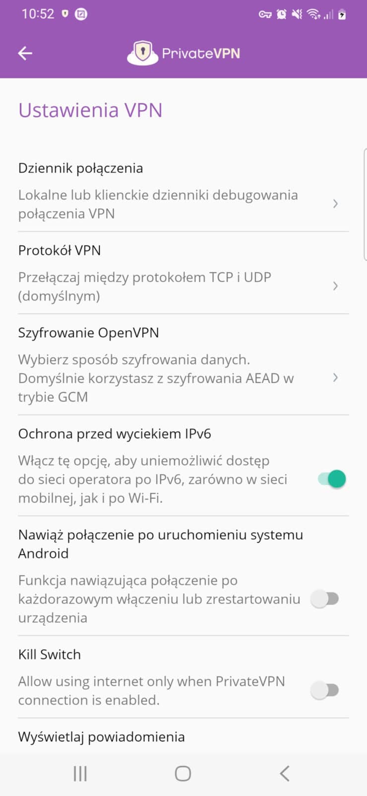 PrivateVPN na Androidzie