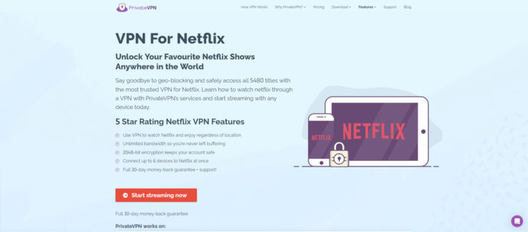 Netflix na PrivateVPN