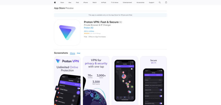 Proton VPN w App Store