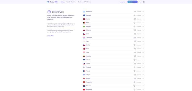 Secure Core w Proton VPN