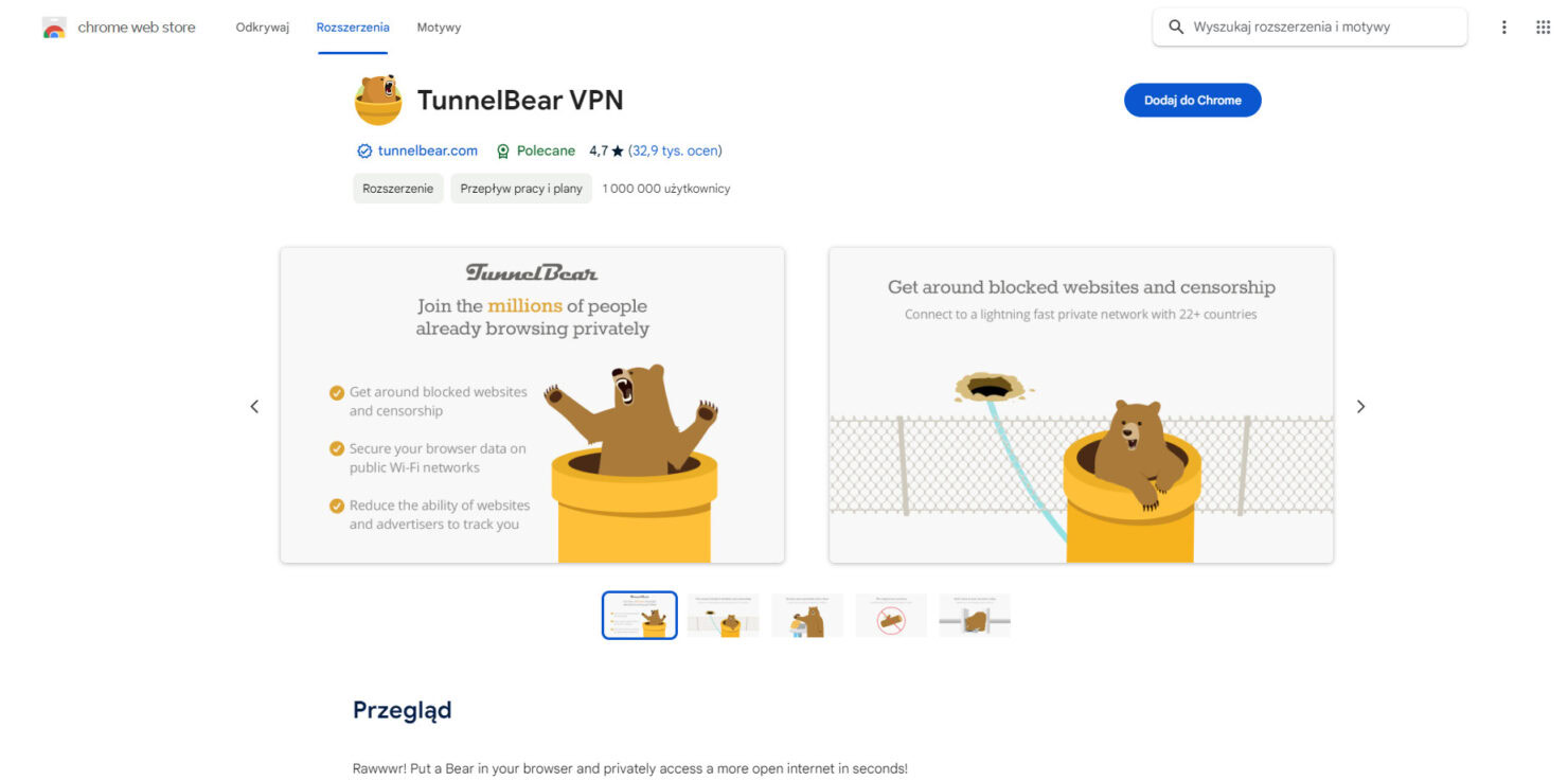 Visual Reference: Recenzja Tunnelbear 2025 Opinie Wady Zalety Ceny Test